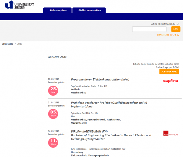 Uni Siegen (Berufsstart) - Studenten