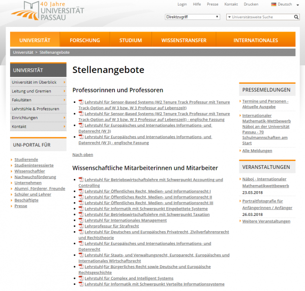 Uni Passau (Career Service) - Studenten