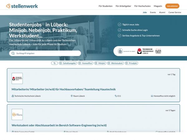 Uni Lübeck und TH Lübeck (Stellenwerk)