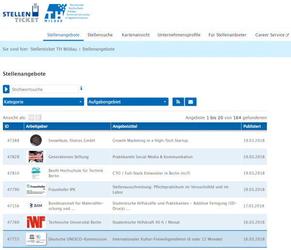 TH Wildau (Stellenticket) - Studenten
