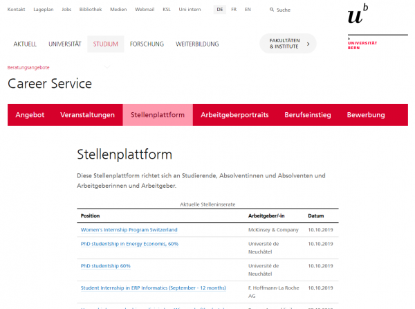 Uni Bern - Career Service