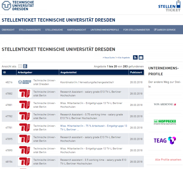 TU Dresden - Stellenticket