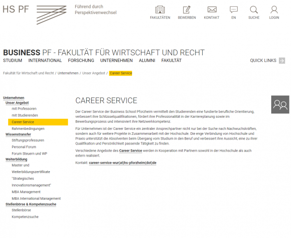 HS Pforzheim (Career Service) - Studenten