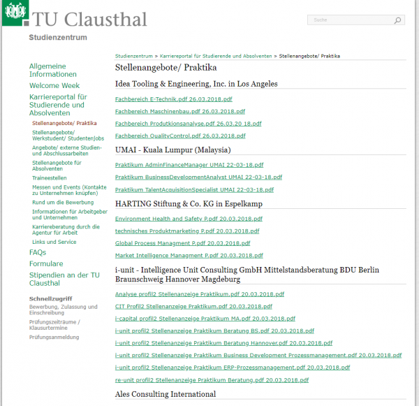 TU Clausthal (Career Center) - Studenten