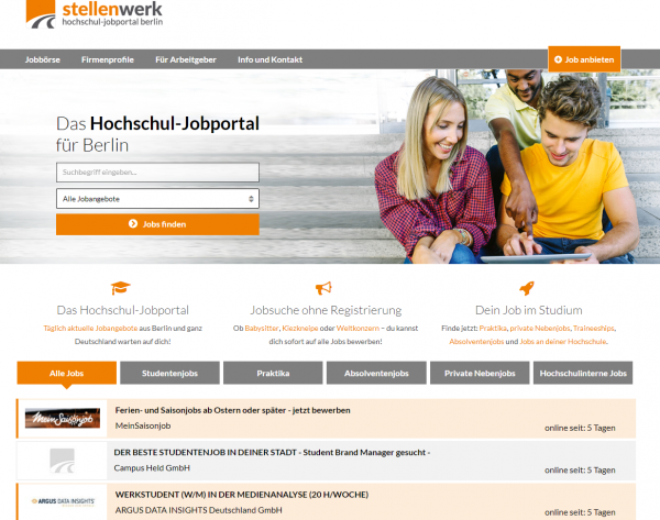 Diverse Hochschulen Berlin (Stellenwerk) - HU - TU - FU - HTW - HWR - Studenten