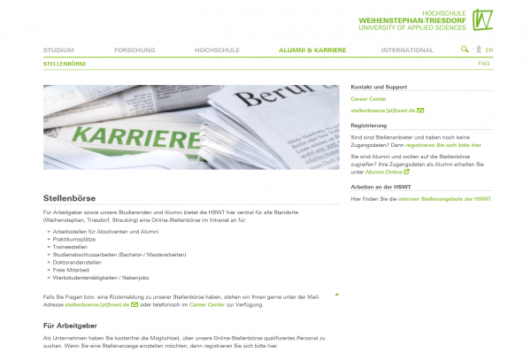HS Weihenstephan-Triesdorf (Career Center) - Praktikanten