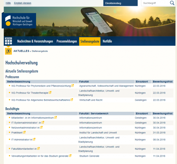 HS Nürtingen-Geislingen (Career Center) - Studenten