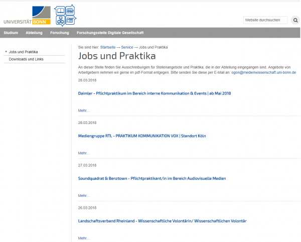Uni Bonn - Jobbörsen der Fachschaften