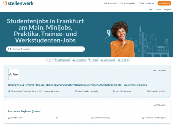 Jobportal Frankfurt am Main (Stellenwerk) - Studenten