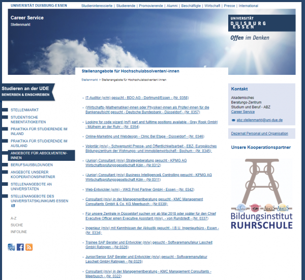 Uni Essen-Duisburg (Career Service - Stellenmarkt) - Studenten