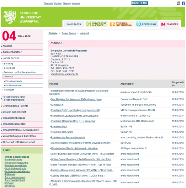 Uni Wuppertal - Career Service