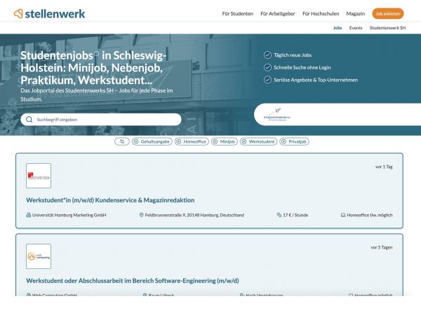 Studentenwerk Schleswig-Holstein (Stellenwerk) - Studenten
