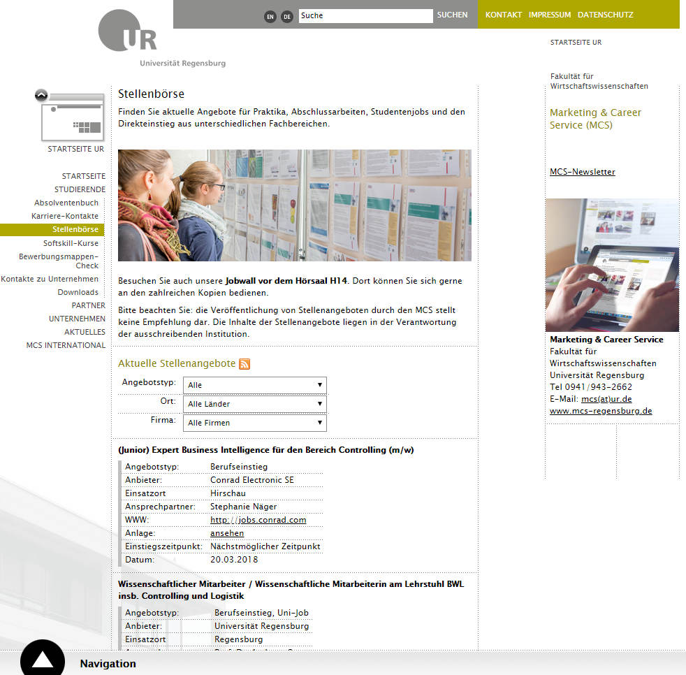 Uni Regensburg Jobbörse MEDIA GmbH