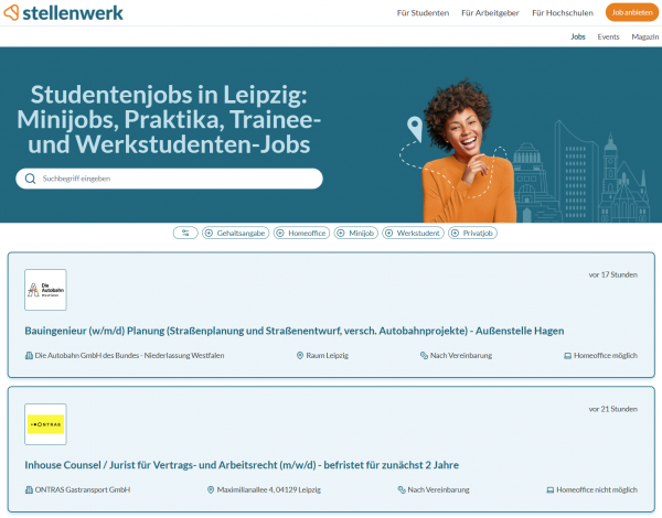 Jobportal Leipzig (Stellenwerk) - Studenten