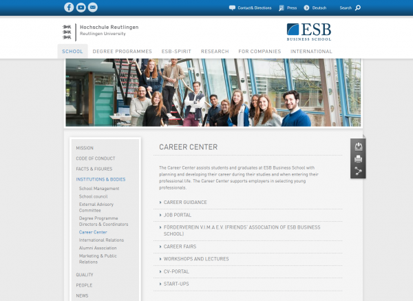 ESB Reutlingen (Career Center) - Absolventen