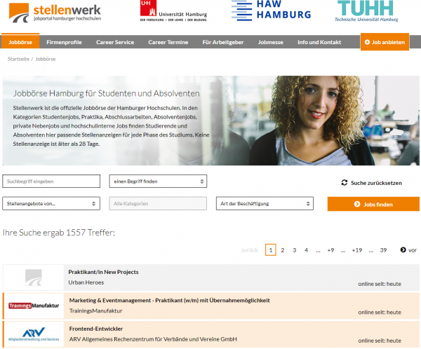 Uni Hamburg, TU Hamburg und HAW Hamburg (Stellenwerk) - Studenten