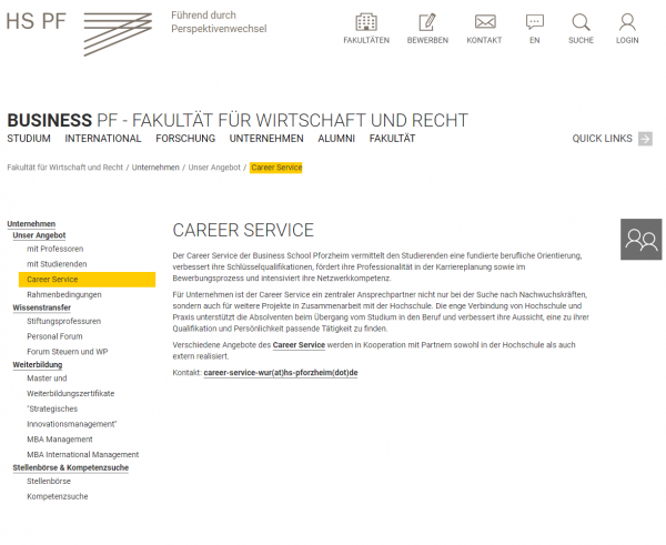 HS Pforzheim - Career Service