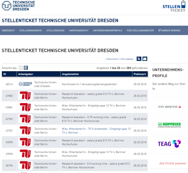 TU Dresden (Stellenticket) - Studenten