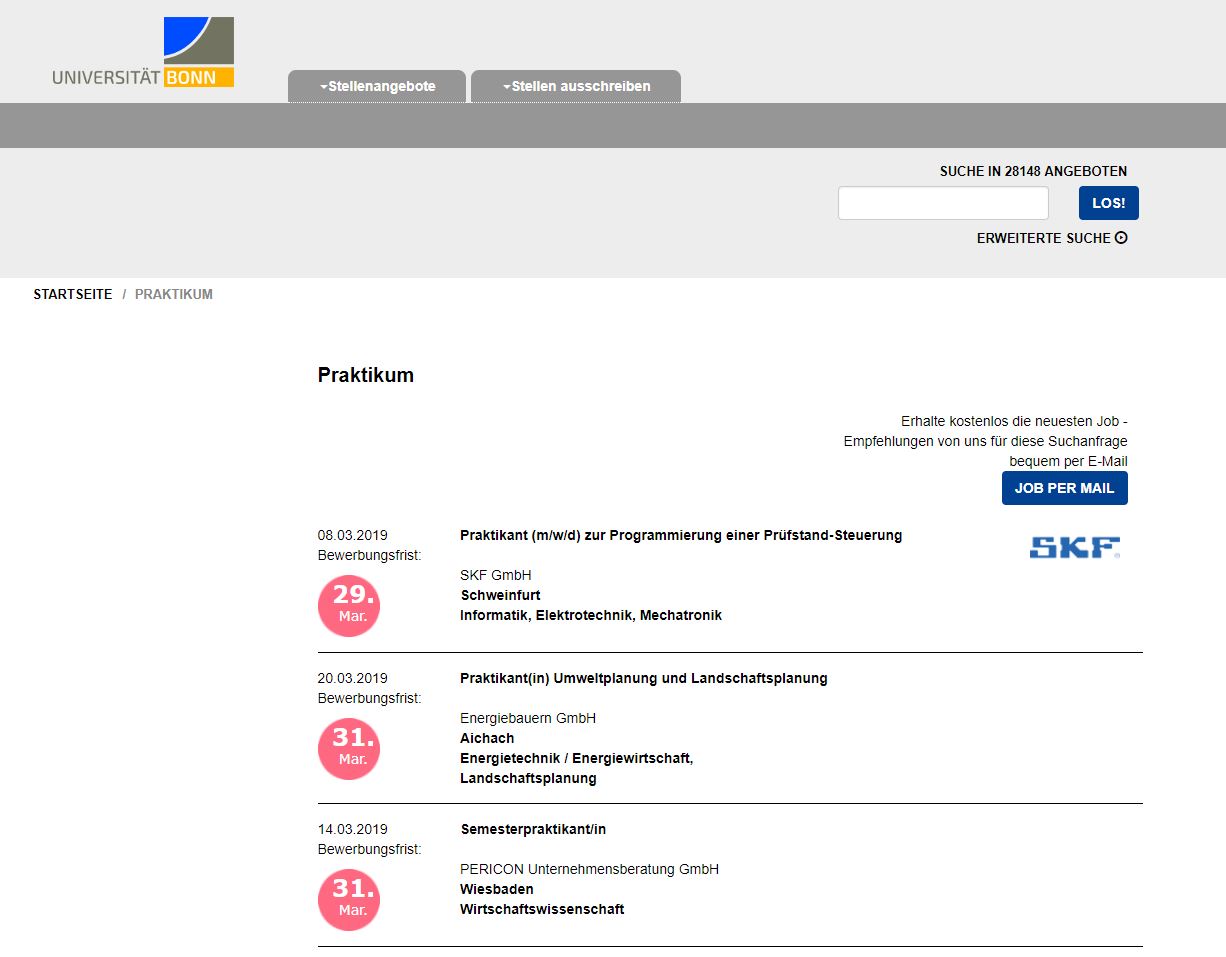 Uni Bonn (Berufsstart) Jobbörse MEDIA GmbH