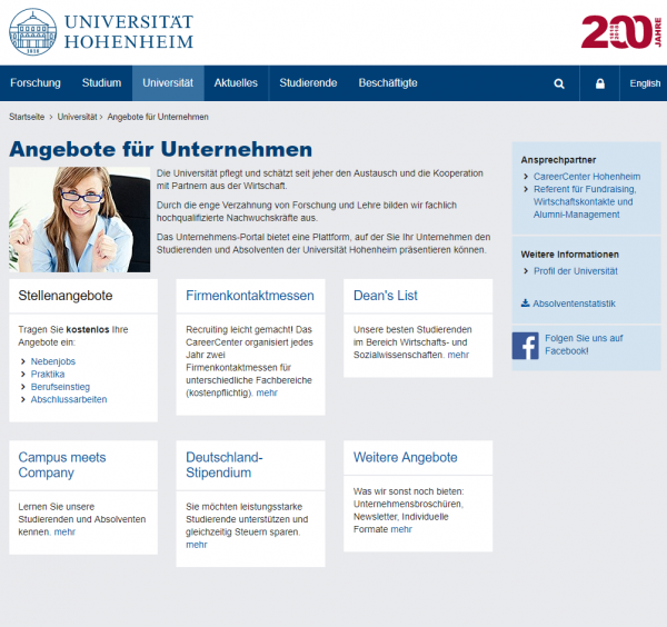 Uni Hohenheim (Career Service) - Studenten