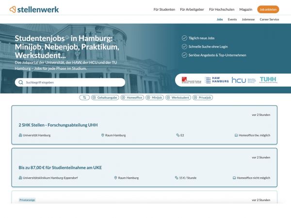 Uni Hamburg, TU Hamburg, HAW Hamburg und HCU Hamburg (Stellenwerk)