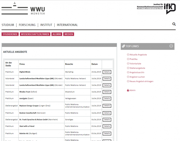 Uni Münster (Career Service) - Praktikanten