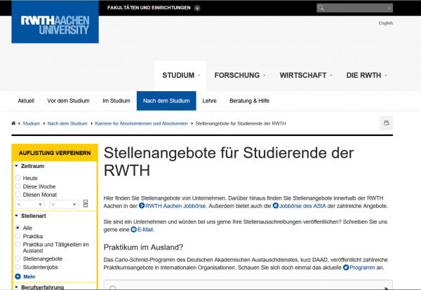 RWTH Aachen (Career Center) - Studenten
