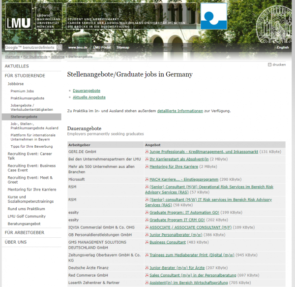 LMU München (Career Center) - Studenten