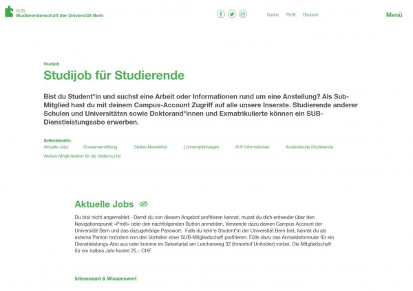 Uni Bern - Studijob